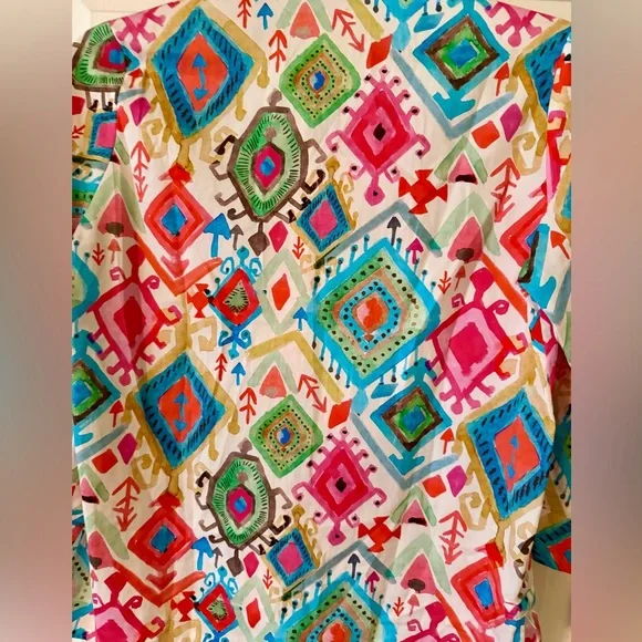 VILAGALLO POLINE IKAT MULTICOLOR Button Down Blouse NWT Size 42 - Picture 6 of 8